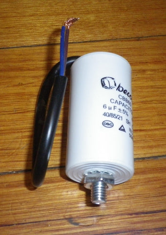 6uF 450Volt Motor Run Capacitor with Wires - Part # CAP006L