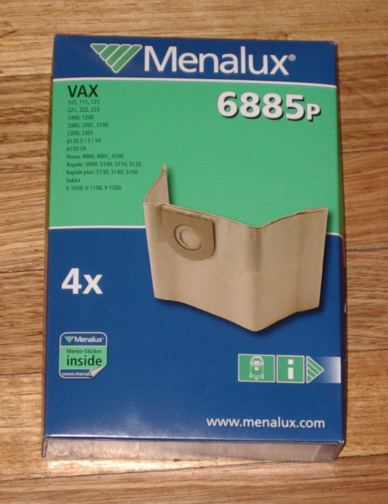Vax Sukka, Powa 4000 Vacuum Cleaner Bags. - Menalux Part # 6885P ...