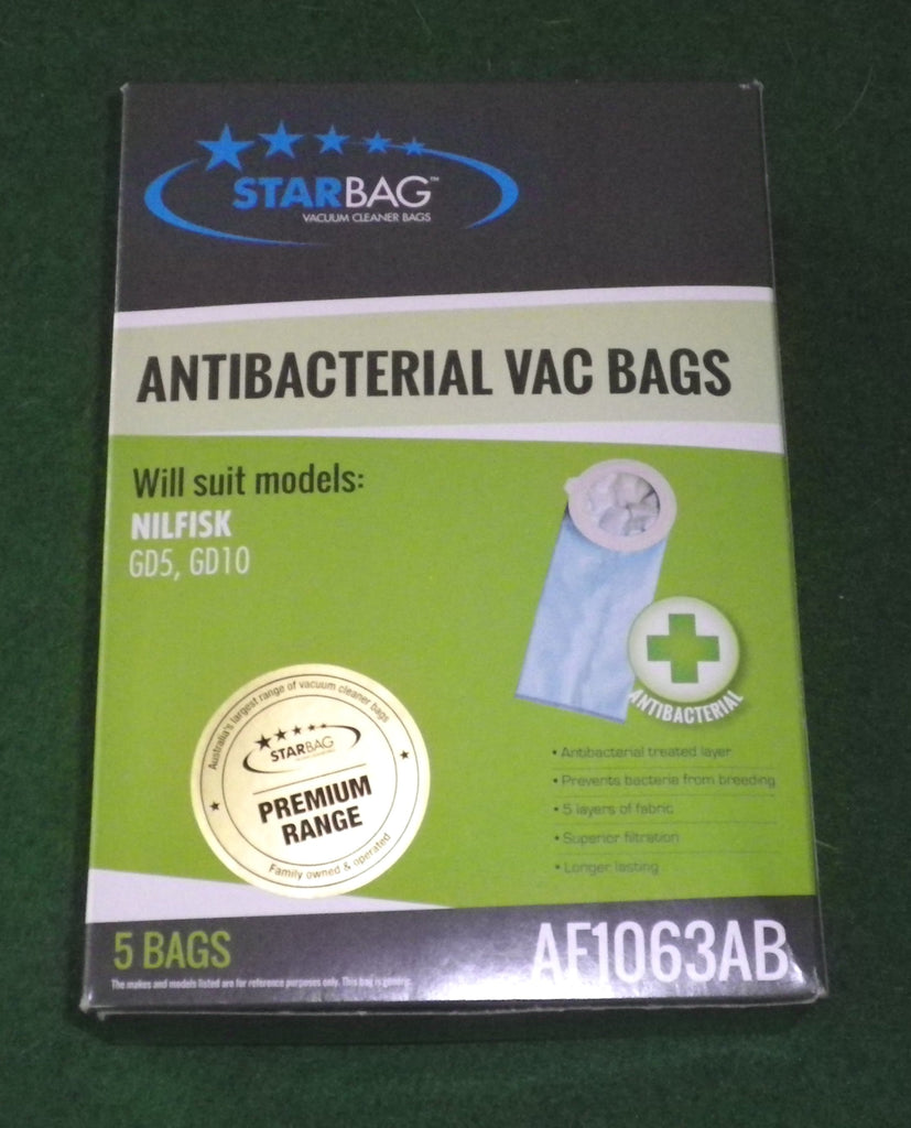 Nilfisk GD5, GD10 Backpack Anti-Bacterial Vac Bags (Pkt 5) - Part # AF
