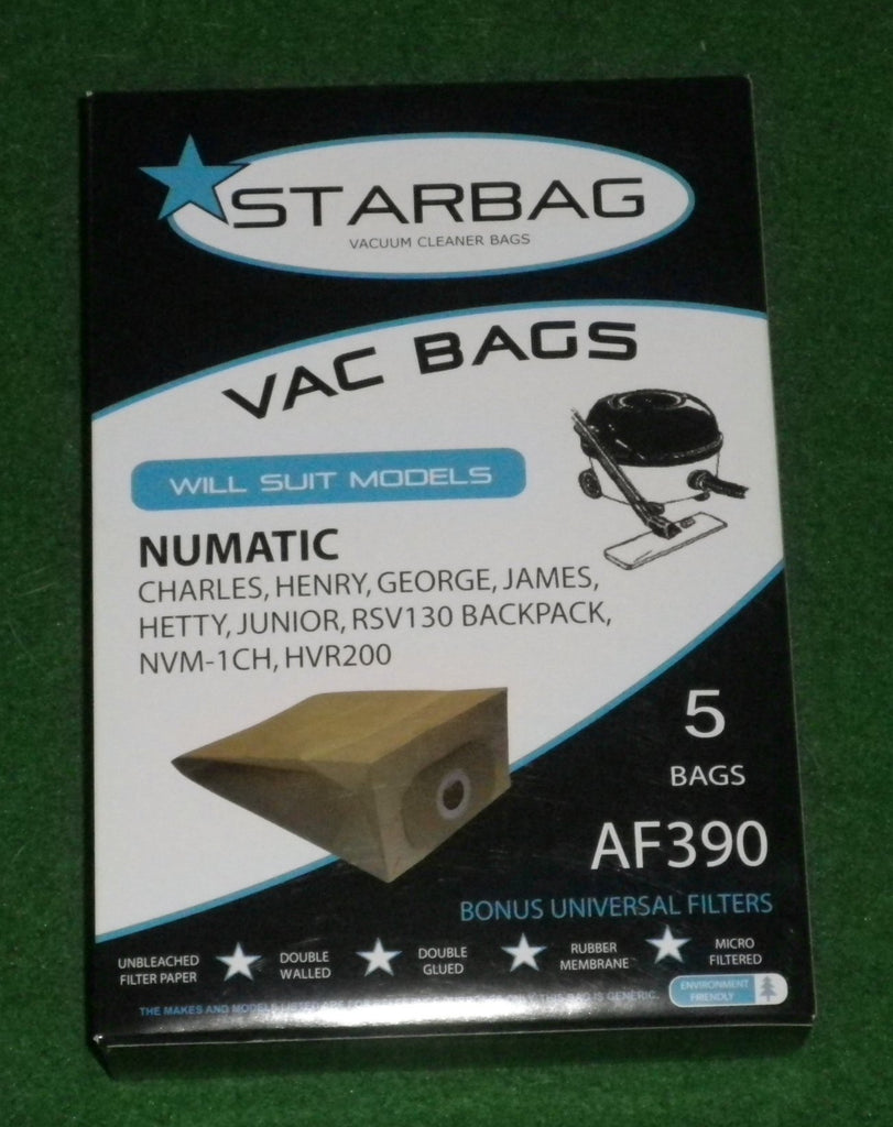Numatic Henry, Charles NV200 NV250 Vacuum Cleaner Bags (Pkt 5) Par