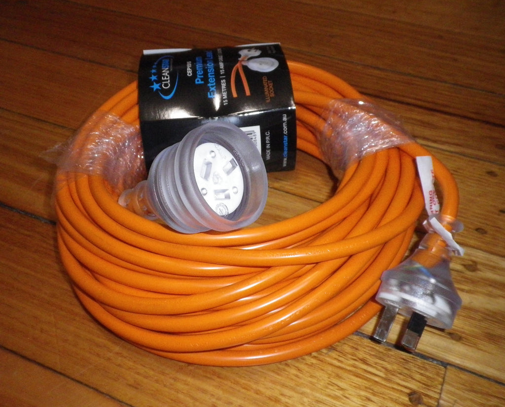 15metre 15amp Orange Extension Cable with 10Amp Plug & Socket Part Allfix Electrical