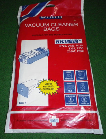 Electrolux D720 - D745 Vacuum Cleaner Bags (Pkt5) - Part # UNI7