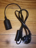 Black 1.8mtr Lamp Mains Cord & Plug with Inline Switch & ES Socket - Part # X0012XPI3N