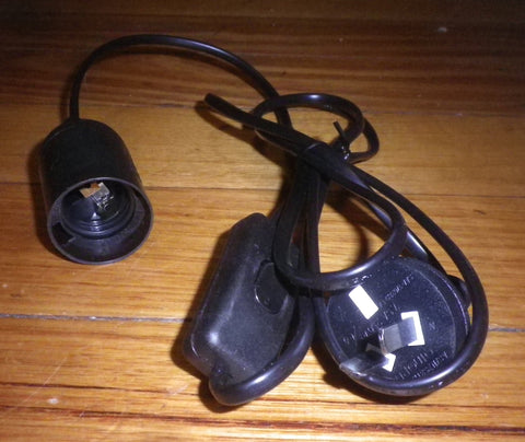 Black 1.8mtr Lamp Mains Cord & Plug with Inline Switch & ES Socket - Part # X0012XPI3N