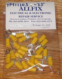 Yellow Insulated 5.3mm Fork Crimp Terminals (Pkt 25) - Part # TM11103-25