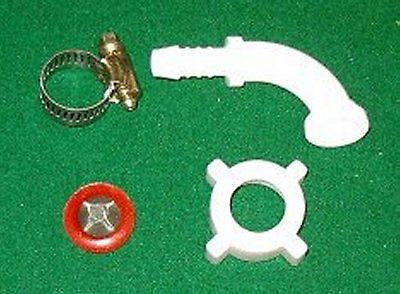 Rightangled Plastic Nut & Tail with Filter Washer & Clamp suits 10mm Hose HC034K