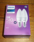 Philips LED Cool White Globe 5Watt SES Candle (Pkt 2) - Part # 724450