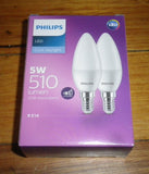 Philips LED Cool Daylight Globe 5Watt SES Candle (Pkt 2) - Part # 724474