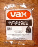 Vax V10 - V12, 2000, 4000 Genuine Filter Pack (Pkt 3) - Part # VX90630, 90630