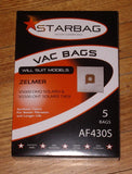 Zelmer V5000, V5500 Solaris Synthetic High Filtration Vac Bags - Part # AF430S
