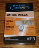 Tennant V5 Compatible Synthetic Vacuum Cleaner Bags (Pkt 5) - Part No. AF917S