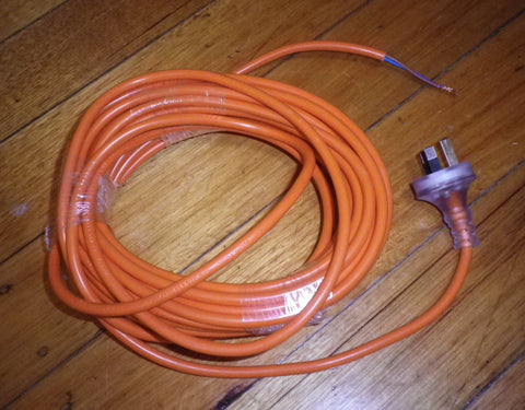 Round Orange 2Wire Vacuum Mains Power Cord & Plug 15mtr - Part # CR1510-2