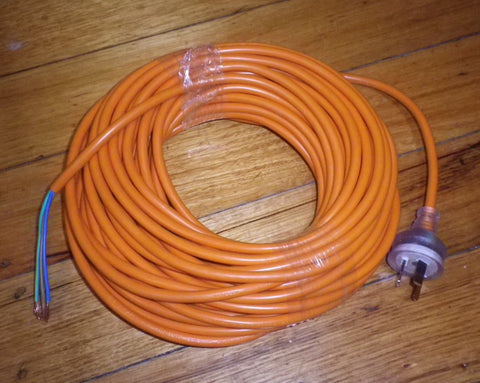 Round Orange 3Wire Vacuum Mains Power Cord & Plug 20mtr - Part # CR2010-3