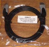 2.0metre Black HDMI Male to Male High Speed Connecting Cable - Part # HDMIe2.0
