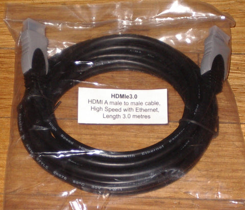 3.0metre Black HDMI Male to Male High Speed Connecting Cable - Part # HDMIe3.0