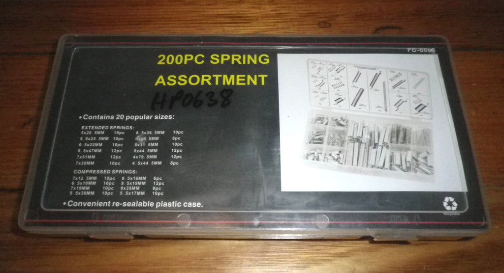 200 Piece Assorted Tension & Compression Spring Kit Part HP0638