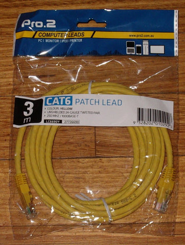 Computer Lead - CAT6 RJ45 to RJ45 Network 3metre Yellow - Part # LC6690Y