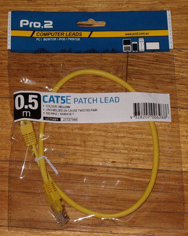 Computer Lead - CAT5E RJ45 to RJ45 Network 0.5metre Yellow - Part # LC7148Y