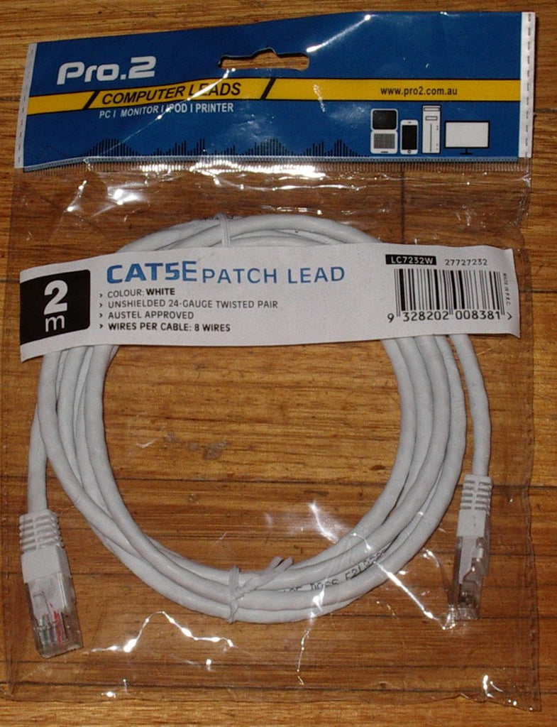 Computer Lead - CAT5E RJ45 to RJ45 Network 2metre White - Part # LC723 ...