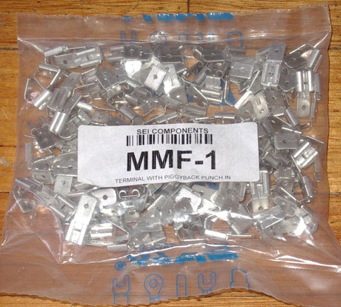 Uninsulated 6.4mm Piggyback Spade Terminals (Pkt 100) - Part # MMF-1