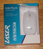 Glide White 3 Button USB Optical Computer Mouse with Scroll - Part # MOU213WH