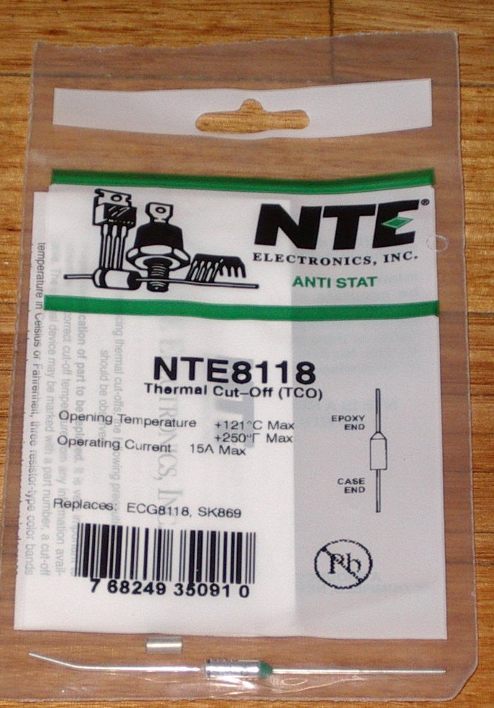 121degreeC 15amp Microtemp Thermal Fuse Part NTE8118 Allfix