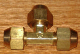 Brass 1/4" SAE Flare T-Union With Flare Nuts - Part # RF710 + 3 x RF388