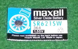 SR621SW Silver Oxide 1.55Volt Watch Battery