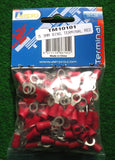 Red Insulated 5.3mm Ring Crimp Terminals (Pkt 100) - Part # TM10101-100