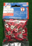 Red Insulated 5.3mm Ring Crimp Terminals (Pkt 100) - Part # TM10101-100