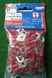 Red Insulated 6.4mm Ring Crimp Terminals (Pkt 100) - Part # TM10121-100