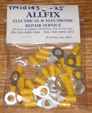 Yellow Insulated 8mm Ring Crimp Terminals (Pkt 25) - Part # TM10143-25
