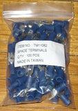 Blue Insulated 4.3mm Fork Crimp Terminals (Pkt 100) - Part # TM11082-100