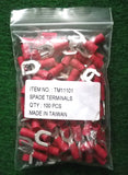 Red Insulated 5.3mm Fork Crimp Terminals (Pkt 100) - Part # TM11101-100