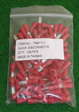 Red Insulated Male 2.8mm 22-18AWG Spade Terminals (Pkt 100) - Part # TM21111-100