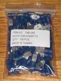 Blue Insulated Male 6.4mm Spade Terminals (Pkt 100) - Part # TM21252-100