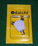 DaiChi 2Way Plug-in PAL Type Coax TV Antenna Splitter - Part # TVS7A