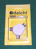 DaiChi 2Way Plug-in PAL Type Coax TV Antenna Splitter - Part # TVS7B