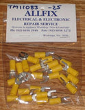 Yellow Insulated 4.3mm Fork Crimp Terminals (Pkt 25) - Part # TM11083-25