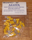 Yellow Insulated Male Bullet Crimp Terminals (Pkt 25) - Part # TM24193-25