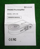 Prolink USB RIAA Phono Magnetic Cartridge Preamplifier / Grabber- Part # UPA-100