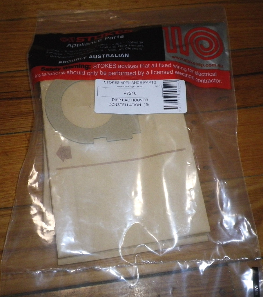 Hoover Constellation Vacuum Cleaner Bags (Pkt 5) Part V7216 Allfix Electrical