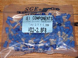 Blue Insulated Female 2.8mm Spade Terminals (Pkt 50) - Part # VD2-2.8F8-50