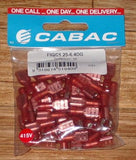 Red Insulated 415Volt Female 6.4mm Spade Terminals (Pkt 50) # FIQC1.25-6.4DG-50