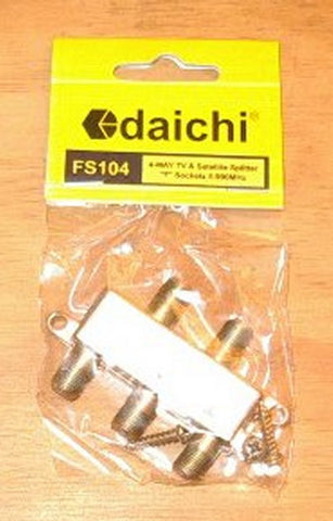 Dai-ichi 4Way F-Connector Type Coax TV Antenna Splitter - Part # FS104
