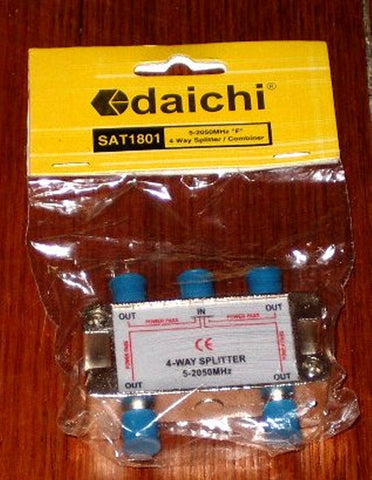 Dai-ichi 4Way F-Connector Type Coax Satellite Splitter - Part No. SAT1801