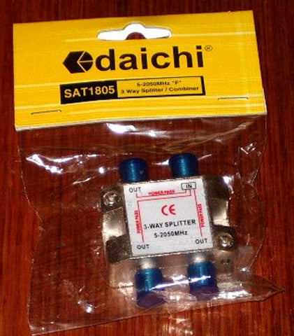 Dai-ichi 3Way F-Connector Type Coax Satellite Splitter - Part # SAT1805